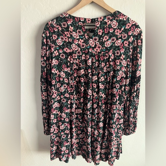 Nina Leonard Black Floral Babydoll Y2K 90s Romantic Coquette Grunge Size M NWT - Picture 4 of 4